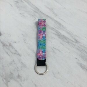 Lilly Pulitzer Key Ring Pink Blue Floral Preppy